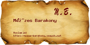 Mózes Barakony névjegykártya